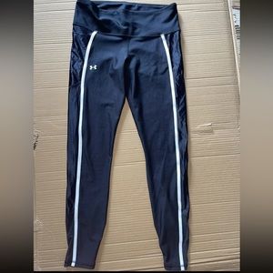 Under Armour Women's HeatGear Shine Mesh high waistband pocket Leggings size L